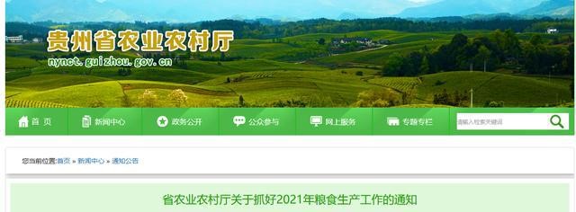 贵州省农业和农村事务厅发布通知:今年粮食总产量目标超过1058万吨