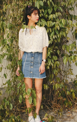 夏季+日系+短裙+T恤 凹造型要美美哒！优雅有型